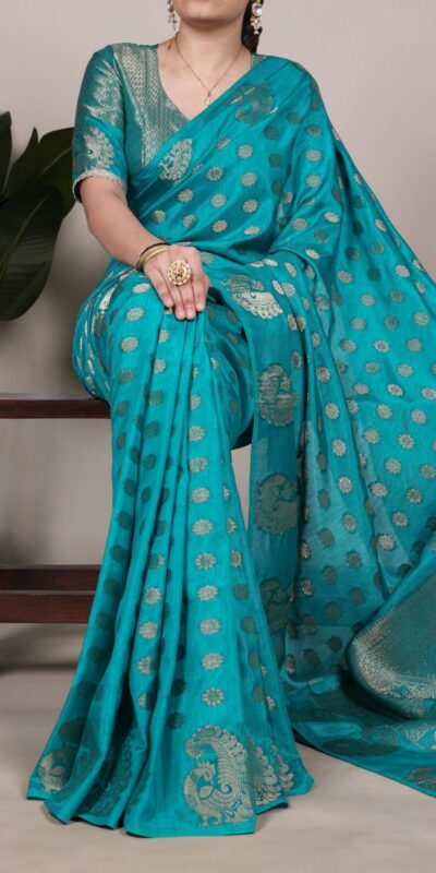 Firozi Roop Weaving Saree