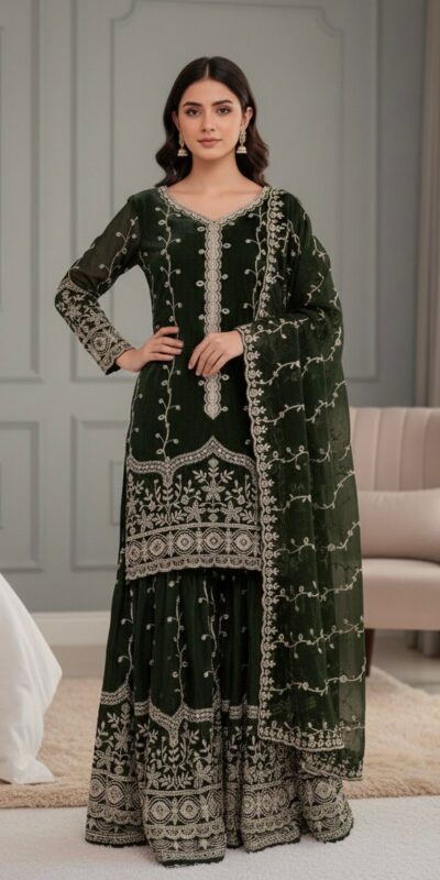 SSR 533 Green Color Fendy Silk Salwar Suit with Embroidery Work. Affordable Price ₹2149. Delivery 4-6 Working Days. Shop now. | Jump Suits, Salwar suit, Casual Suits, Creative suits, Designer Suits, Palazzo Suits, Party Wear Suits, Patiala Suits, Straight Suits
