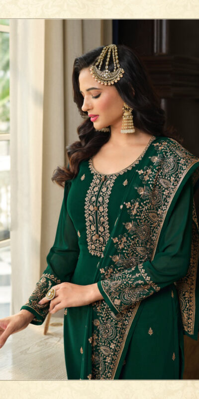 DS LT 8301 Green color Georgette Embroidery Sequence Work Sharara Suit Wedding, Festive, Events Etc. Expected Delivery 4-6 Working Days @2149/- | Jump Suits, Salwar suit, Casual Suits, Creative suits, Designer Suits, Palazzo Suits, Party Wear Suits, Patiala Suits, Straight Suits