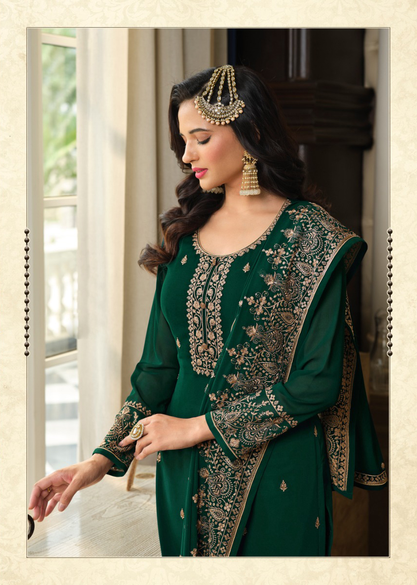 DS LT 8301 Green color Georgette Embroidery Sequence Work Sharara Suit Wedding, Festive, Events Etc. Expected Delivery 4-6 Working Days @2149/- | Jump Suits, Salwar suit, Casual Suits, Creative suits, Designer Suits, Palazzo Suits, Party Wear Suits, Patiala Suits, Straight Suits