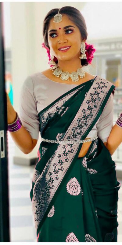 KPR 214 Green Soft Lichi Silk Saree Perfect for Wedding, Party, Family Gatherings, Housewarming, Haldi – . Introductory Price ₹1299. Delivery 4-6 Work | Sarees, Bollywood Sarees, Creative Sarees, Designer Sarees, Embroidered Sarees, Ethnic Saree, Modern Digital sarees, Party Wear Sarees