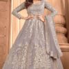Grey Heavy Net Embroidery Work Salwar Suit