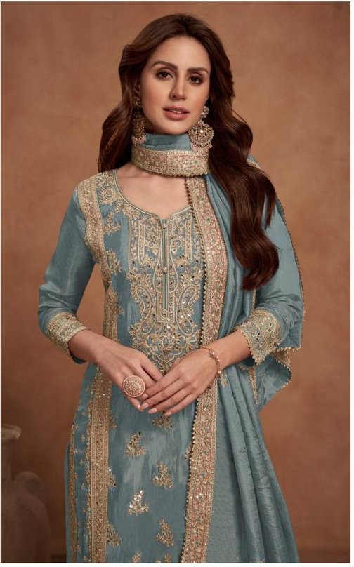 FC 1125 Grey Vichitra Salwar Suit with Embroidery Work & Lace Work. Available at ₹3049 only. Delivery 4-6 Working Days. Shop now. | Jump Suits, Tops & Bottoms, Track Suits, Salwar suit, Casual Suits, Creative suits, Designer Suits, Palazzo Suits, Party Wear Suits, Patiala Suits, Straight Suits, Trendy Wear