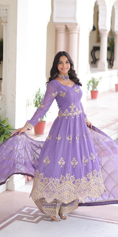 KA 1212 Lavender in Silver Crunchy Sequins Work & Embroidery Work Gown . Now at just ₹3199. Delivery 4-6 Working Days. Shop now. | Gowns, Bollywood Gowns, Creative Gowns, Designer Gowns, Embroidered Gowns, Party Wear Gowns