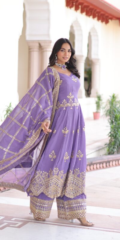 KA 1212 Lavender in Silver Crunchy Sequins Work & Embroidery Work Gown . Now at just ₹3199. Delivery 4-6 Working Days. Shop now. | Gowns, Bollywood Gowns, Creative Gowns, Designer Gowns, Embroidered Gowns, Party Wear Gowns