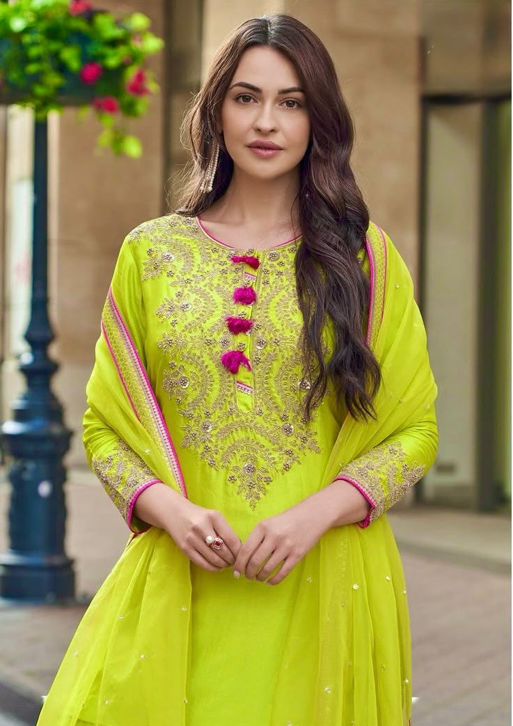 ST 233 Lime Yellow in Color Embroidery Work Salwar Suit Faux Georgette. Get it for ₹2049. Delivery 4-6 Working Days. Shop now. | Jump Suits, Tops & Bottoms, Track Suits, Salwar suit, Casual Suits, Creative suits, Designer Suits, Palazzo Suits, Party Wear Suits, Patiala Suits, Straight Suits, Trendy Wear