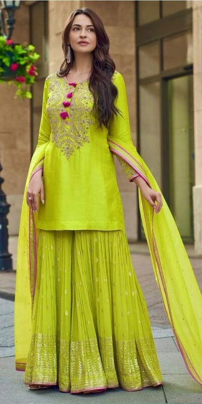 ST 233 Lime Yellow in Color Embroidery Work Salwar Suit Faux Georgette. Get it for ₹2049. Delivery 4-6 Working Days. Shop now. | Jump Suits, Tops & Bottoms, Track Suits, Salwar suit, Casual Suits, Creative suits, Designer Suits, Palazzo Suits, Party Wear Suits, Patiala Suits, Straight Suits, Trendy Wear