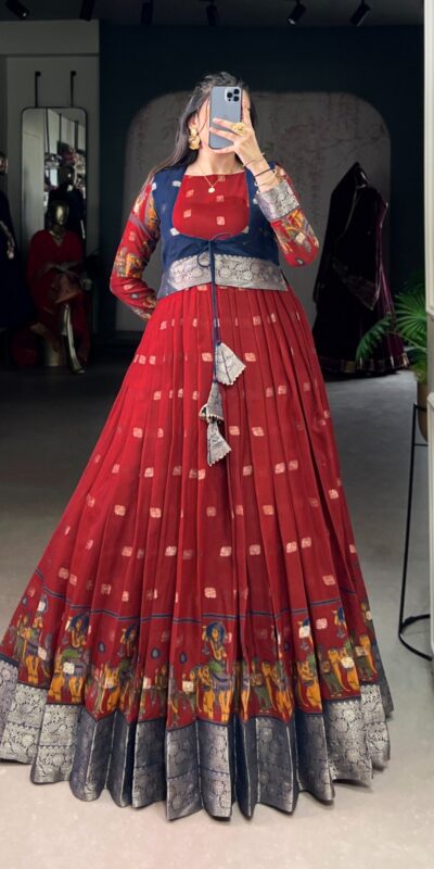 YNF 5031 Maroon Color Poly Cotton Kalamkari Print Zari Weaving Work Gown Casual, Wedding, Festive, Events . Expected Delivery 4-6 Working Days @1999/- only | Gowns, Bollywood Gowns, Creative Gowns, Designer Gowns, Embroidered Gowns, Party Wear Gowns