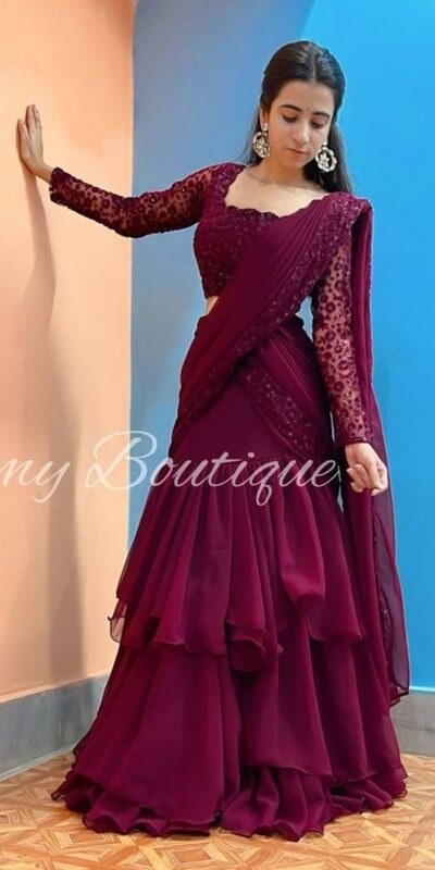 KF 1663 Maroon Faux Georgette Lehenga Choli with Embroidery Work & Sequins Work. Grab it for ₹2099. Delivery 4-6 Working Days. Shop now. | Lehenga, Bollywood Lehenga, Creative Lehenga, Designer Lehenga, Embroidered Lehenga, Party Wear Lehenga