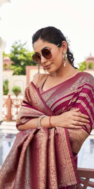 KPR 232 Maroon Soft Lichi Silk Saree Perfect for Wedding, Party, Anniversary, Sangeet, Baby Shower – . Now at just ₹1399. Delivery 4-6 Working Days. Shop n | Sarees, Bollywood Sarees, Creative Sarees, Designer Sarees, Embroidered Sarees, Ethnic Saree, Modern Digital sarees, Party Wear Sarees