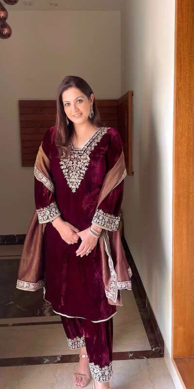 AD 185 Maroon Viscose Velvet Salwar Suit with Embroidery Work & Lace Work. Grab it for ₹2099. Delivery 4-6 Working Days. Shop now. | Jump Suits, Tops & Bottoms, Track Suits, Salwar suit, Casual Suits, Creative suits, Designer Suits, Palazzo Suits, Party Wear Suits, Patiala Suits, Straight Suits, Trendy Wear