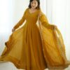 Mustard Fandy Silk Embroidery Work Gown