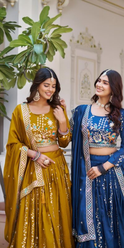 Ram 150 Mustered Color Vichitra Lehenga Choli with Embroidery Work. Grab it for ₹3049. Delivery 4-6 Working Days. Shop now. | Lehenga, Bollywood Lehenga, Creative Lehenga, Designer Lehenga, Embroidered Lehenga, Party Wear Lehenga