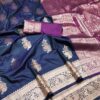 Navy Blue Banarasi Silk Zari Lace Work All Over Saree