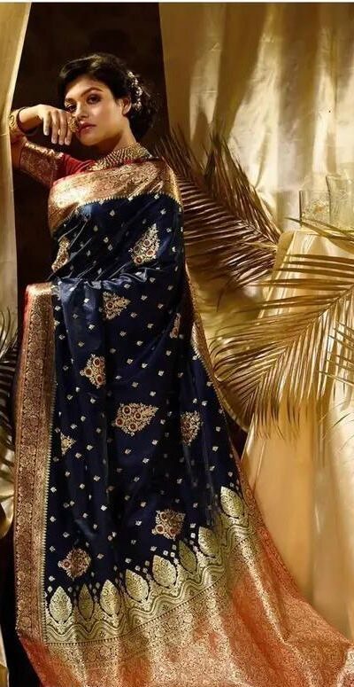KPR 227 Navy Blue in Color Soft Lichi Silk. Lace Border & Lace Work Saree Grab it for ₹1399. Delivery 4-6 Working Days. Shop now. | Sarees, Bollywood Sarees, Creative Sarees, Designer Sarees, Embroidered Sarees, Ethnic Saree, Modern Digital sarees, Party Wear Sarees