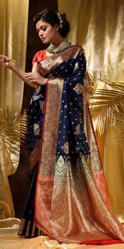 KPR 227 Navy Blue in Color Soft Lichi Silk. Lace Border & Lace Work Saree Grab it for ₹1399. Delivery 4-6 Working Days. Shop now. | Sarees, Bollywood Sarees, Creative Sarees, Designer Sarees, Embroidered Sarees, Ethnic Saree, Modern Digital sarees, Party Wear Sarees