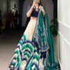 Navy Blue Taser Silk Printed Lehenga Choli