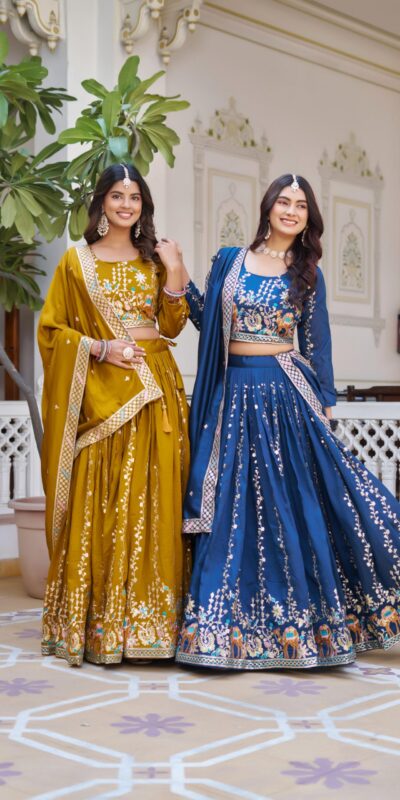 Ram 150 Navy Blue Color Vichitra Lehenga Choli with Embroidery Work. Grab it for ₹3049. Delivery 4-6 Working Days. Shop now. | Lehenga, Bollywood Lehenga, Creative Lehenga, Designer Lehenga, Embroidered Lehenga, Party Wear Lehenga