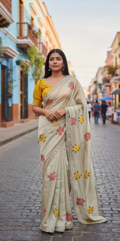 BT 1305 Off White Viscose Rangoli Saree Perfect for Wedding, Party, Family Gatherings, Temple Visit, Diwali – . Get it for ₹1849. Delivery 4-6 Wor | Sarees, Bollywood Sarees, Creative Sarees, Designer Sarees, Embroidered Sarees, Ethnic Saree, Modern Digital sarees, Party Wear Sarees