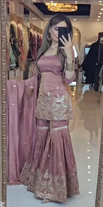 SSR 511 Onion Color Chinon Silk Sequence Work Salwar Suit Casual, Wedding, Festive, Events . Expected Delivery 4-6 Working Days @2099/- only | Jump Suits, Salwar suit, Casual Suits, Creative suits, Designer Suits, Palazzo Suits, Party Wear Suits, Patiala Suits, Straight Suits