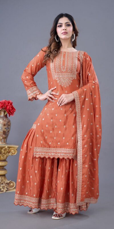 ZF 5006 Orange Color Chinon Silk Sequence Work Salwar Suit Casual, Wedding, Festive, Events . Expected DeliveryΒ 4-6 Working Days @2149/- onlyΒ Β Β | Jump Suits, Salwar suit, Casual Suits, Creative suits, Designer Suits, Palazzo Suits, Party Wear Suits, Patiala Suits, Straight Suits
