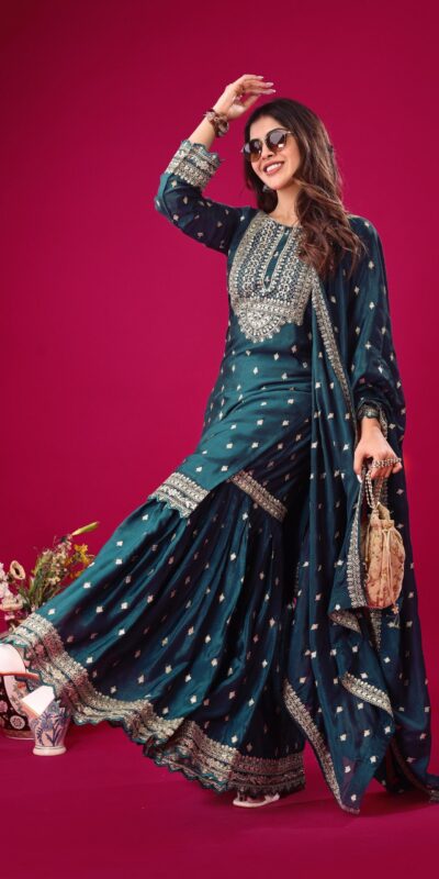 ZF 5006 Peacock Blue Color Chinon Silk Sequence Work Salwar Suit Casual, Wedding, Festive, Events . Expected Delivery 4-6 Working Days @2149/- only | Jump Suits, Salwar suit, Casual Suits, Creative suits, Designer Suits, Palazzo Suits, Party Wear Suits, Patiala Suits, Straight Suits
