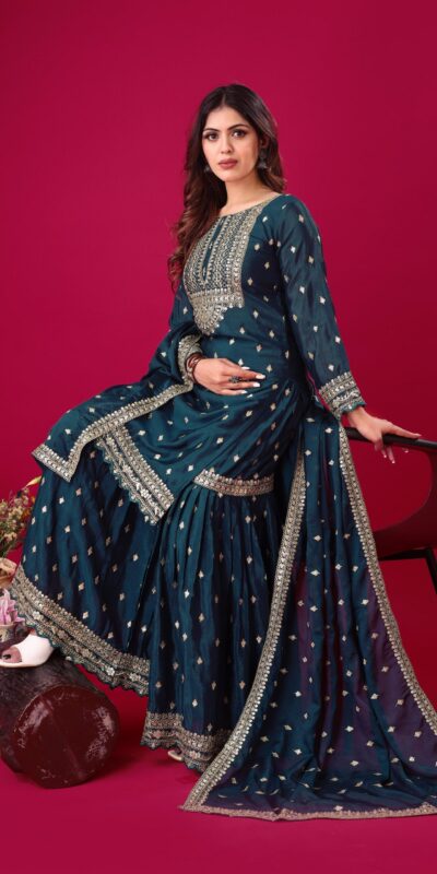ZF 5006 Peacock Blue Color Chinon Silk Sequence Work Salwar Suit Casual, Wedding, Festive, Events . Expected Delivery 4-6 Working Days @2149/- only | Jump Suits, Salwar suit, Casual Suits, Creative suits, Designer Suits, Palazzo Suits, Party Wear Suits, Patiala Suits, Straight Suits