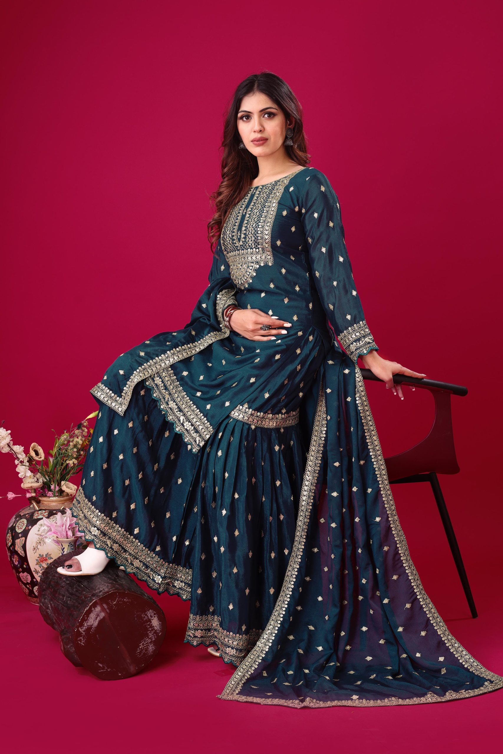 ZF 5006 Peacock Blue Color Chinon Silk Sequence Work Salwar Suit Casual, Wedding, Festive, Events . Expected Delivery 4-6 Working Days @2149/- only | Jump Suits, Salwar suit, Casual Suits, Creative suits, Designer Suits, Palazzo Suits, Party Wear Suits, Patiala Suits, Straight Suits