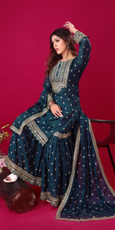 ZF 5006 Peacock Blue Color Chinon Silk Sequence Work Salwar Suit Casual, Wedding, Festive, Events . Expected Delivery 4-6 Working Days @2149/- only | Jump Suits, Salwar suit, Casual Suits, Creative suits, Designer Suits, Palazzo Suits, Party Wear Suits, Patiala Suits, Straight Suits