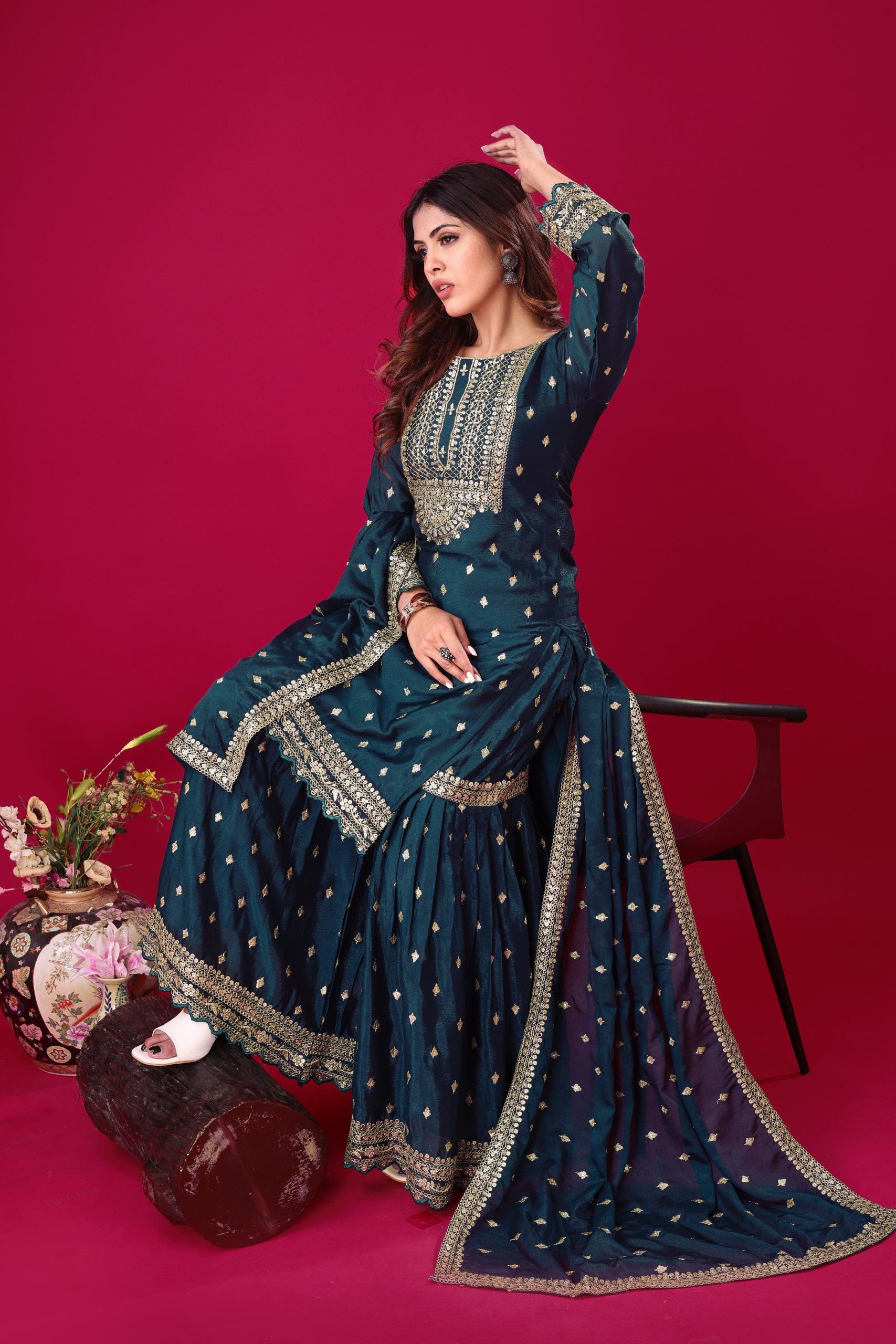 ZF 5006 Peacock Blue Color Chinon Silk Sequence Work Salwar Suit Casual, Wedding, Festive, Events . Expected Delivery 4-6 Working Days @2149/- only | Jump Suits, Salwar suit, Casual Suits, Creative suits, Designer Suits, Palazzo Suits, Party Wear Suits, Patiala Suits, Straight Suits