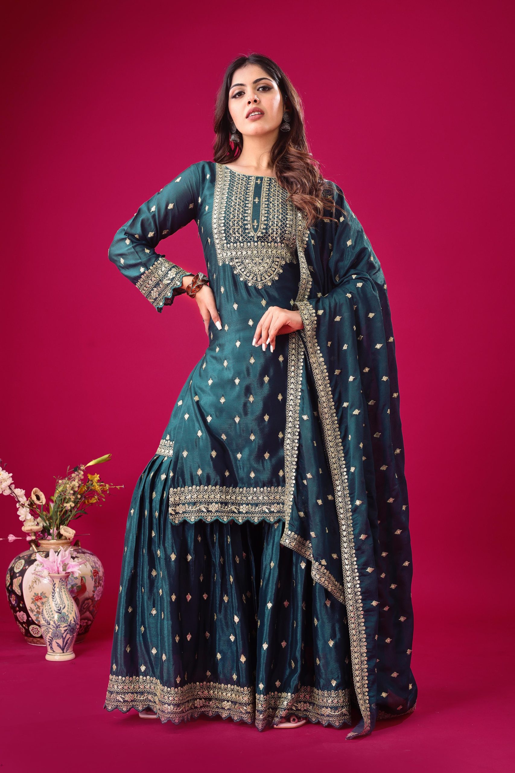 ZF 5006 Peacock Blue Color Chinon Silk Sequence Work Salwar Suit Casual, Wedding, Festive, Events . Expected Delivery 4-6 Working Days @2149/- only | Jump Suits, Salwar suit, Casual Suits, Creative suits, Designer Suits, Palazzo Suits, Party Wear Suits, Patiala Suits, Straight Suits