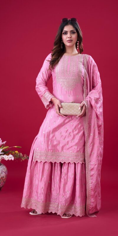 ZF 5006 Pink Color Chinon Silk Sequence Work Salwar Suit Casual, Wedding, Festive, Events . Expected Delivery 4-6 Working Days @2149/- only | Jump Suits, Salwar suit, Casual Suits, Creative suits, Designer Suits, Palazzo Suits, Party Wear Suits, Patiala Suits, Straight Suits