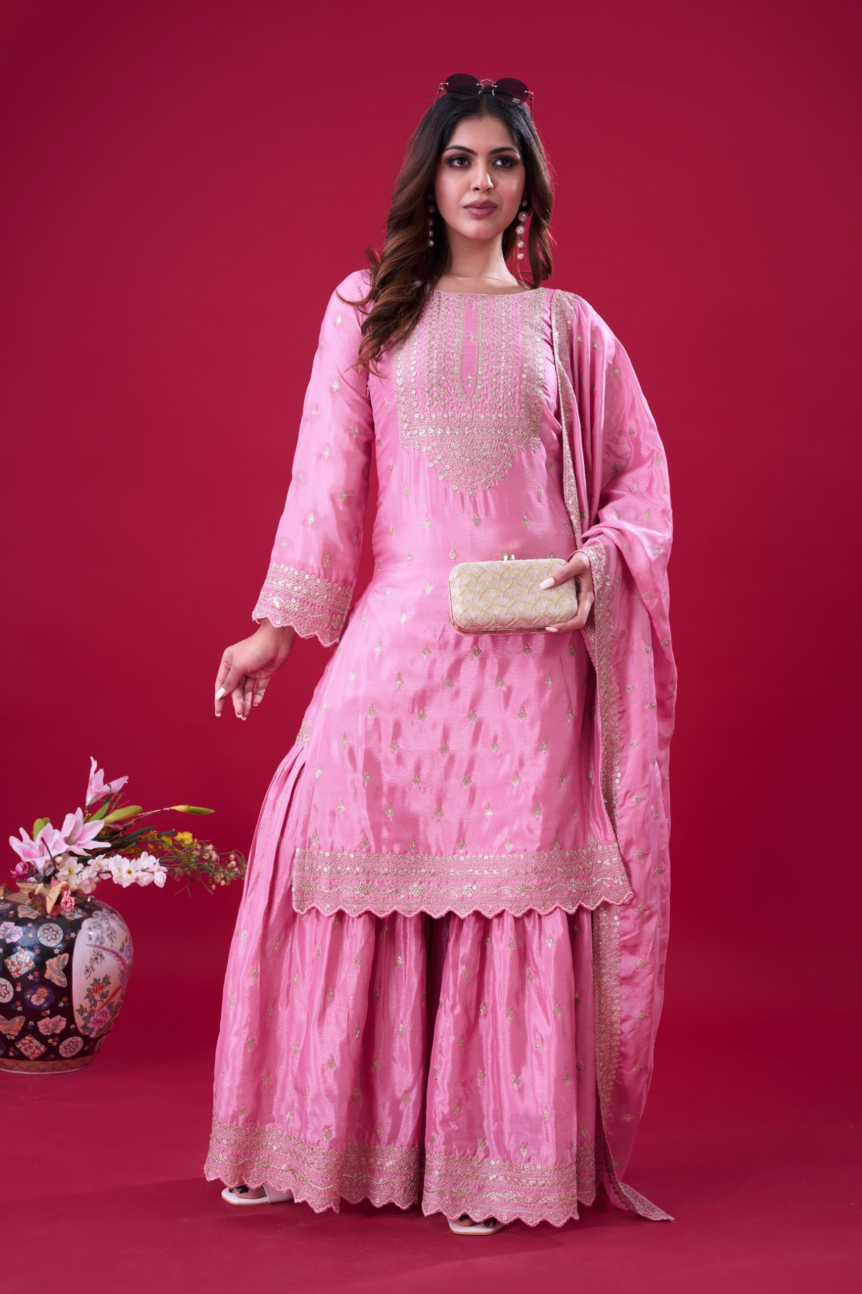 ZF 5006 Pink Color Chinon Silk Sequence Work Salwar Suit Casual, Wedding, Festive, Events . Expected Delivery 4-6 Working Days @2149/- only | Jump Suits, Salwar suit, Casual Suits, Creative suits, Designer Suits, Palazzo Suits, Party Wear Suits, Patiala Suits, Straight Suits