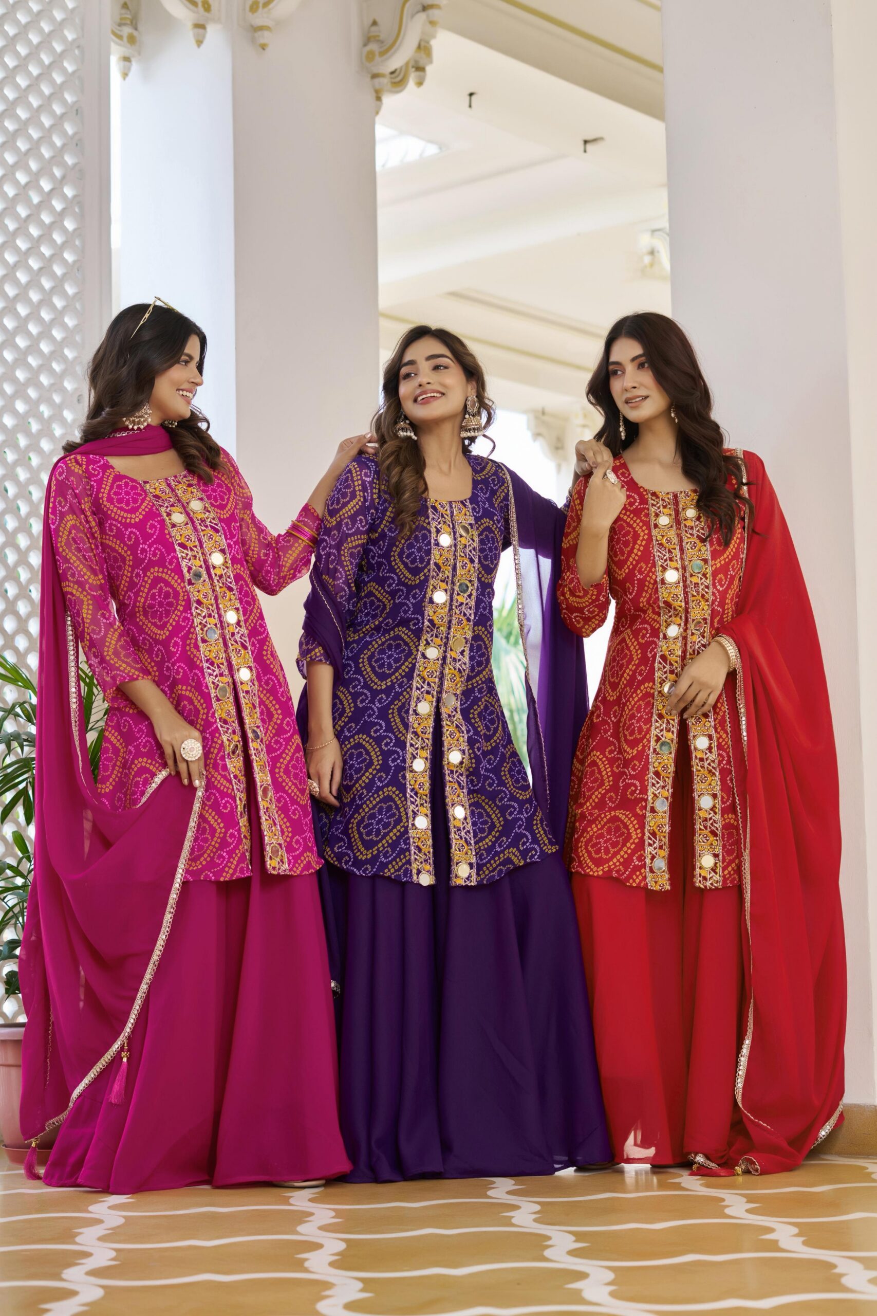 Pink Georgette Badhani Print Embroidery Work Salwar Suit - Image 4