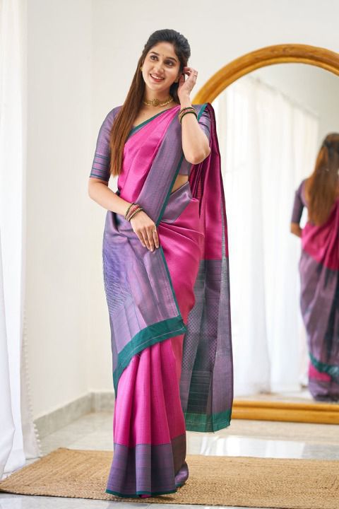 KPR 177 Pink in Soft Lichi Silk Jacquard Work Designer Work Saree . Now at just ₹1449. Delivery 4-6 Working Days. Shop now. | Sarees, Bollywood Sarees, Creative Sarees, Designer Sarees, Embroidered Sarees, Ethnic Saree, Modern Digital sarees, Party Wear Sarees