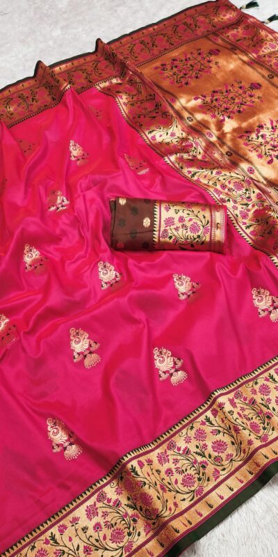 MB 28 Pink Pethani Silk Saree with Zari Work & Lace Work. Wedding, Party, Festive, Events Grab it for ₹2099. Delivery 4-6 Working Days. Shop now. | Sarees, Bollywood Sarees, Creative Sarees, Designer Sarees, Embroidered Sarees, Ethnic Saree, Modern Digital sarees, Party Wear Sarees