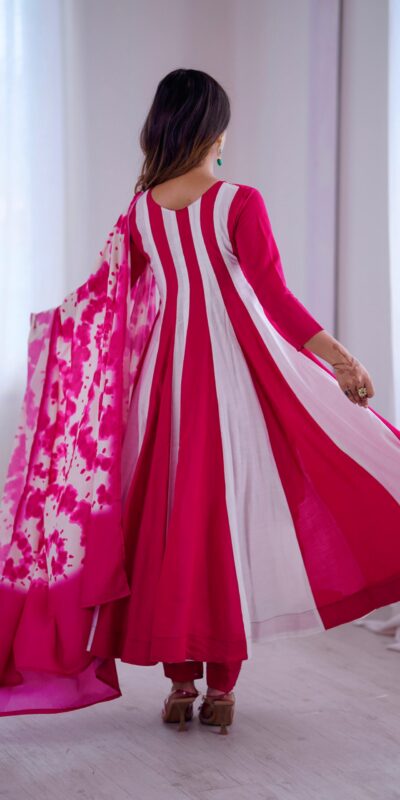 ZF 5014 Pink Roman Silk Gown with Embroidery Work & Digital Print . Exclusive Offer ₹2149. Delivery 4-6 Working Days. Shop now. | Gowns, Bollywood Gowns, Creative Gowns, Designer Gowns, Embroidered Gowns, Party Wear Gowns