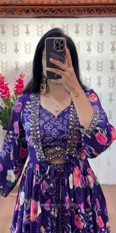 PC 534 Purple Chinon Lehenga Choli with Thread Embroidery & Embroidery Work. Festive Deal ₹2449. Delivery 4-6 Working Days. Shop now. | Lehenga, Bollywood Lehenga, Creative Lehenga, Designer Lehenga, Embroidered Lehenga, Party Wear Lehenga