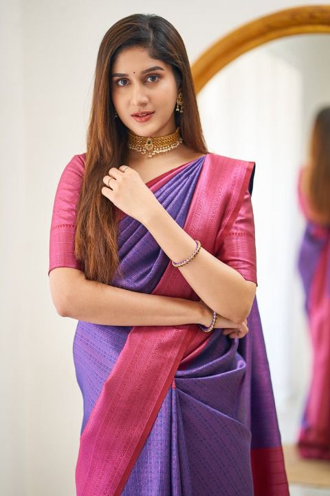 KPR 177 Purple in Soft Lichi Silk Jacquard Work Designer Work Saree . Now at just ₹1449. Delivery 4-6 Working Days. Shop now. | Sarees, Bollywood Sarees, Creative Sarees, Designer Sarees, Embroidered Sarees, Ethnic Saree, Modern Digital sarees, Party Wear Sarees