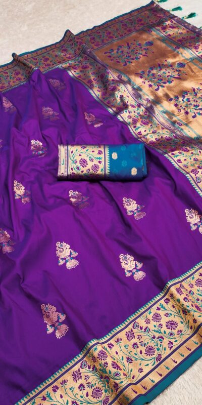 MB 28 Purple Pethani Silk Saree with Zari Work & Lace Work. Wedding, Party, Festive, Events Grab it for ₹2099. Delivery 4-6 Working Days. Shop now. | Sarees, Bollywood Sarees, Creative Sarees, Designer Sarees, Embroidered Sarees, Ethnic Saree, Modern Digital sarees, Party Wear Sarees
