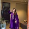 Purple Velvet Embroidery Work Salwar Suit