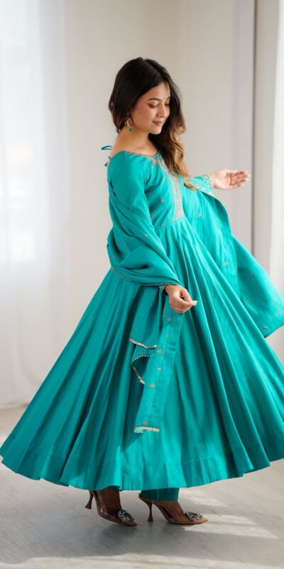 KB 288 Rama in Roman Shimmer Chanderi Silk Embroidery Work & Bead Work Salwar Suit . Grab it for ₹2399. Delivery 4-6 Working Days. Shop now. | Jump Suits, Tops & Bottoms, Track Suits, Salwar suit, Casual Suits, Creative suits, Designer Suits, Palazzo Suits, Party Wear Suits, Patiala Suits, Straight Suits, Trendy Wear