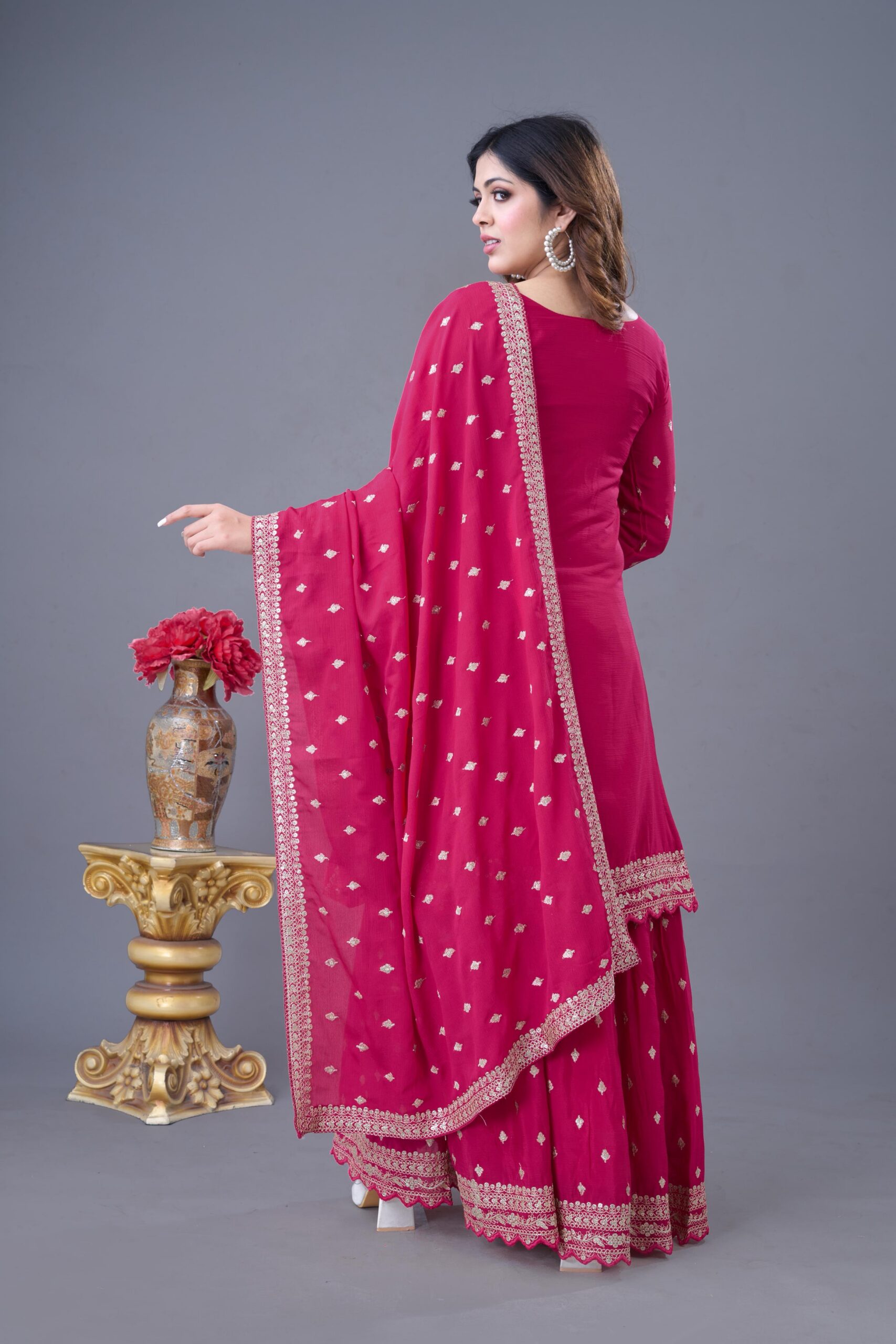Rani Pink Chinon Silk Sequence Work Salwar Suit - Image 6