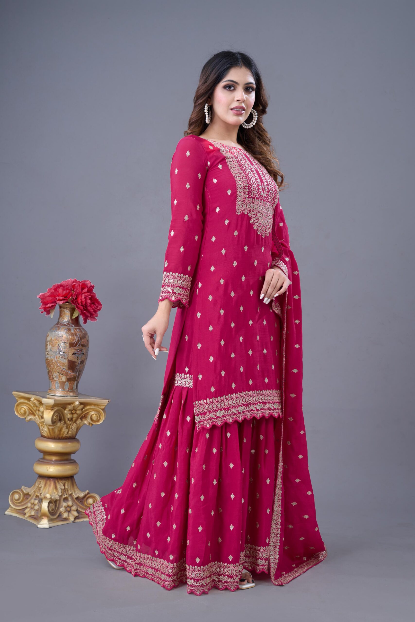 Rani Pink Chinon Silk Sequence Work Salwar Suit - Image 2
