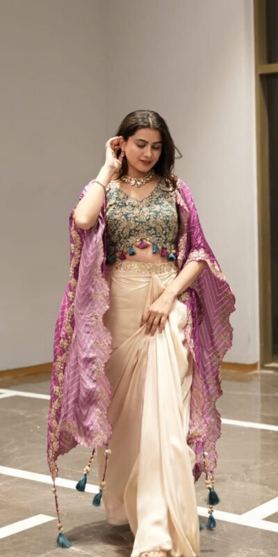 Rani Pink Mono Silk Sequence Embroidery Work Dhoti Suit