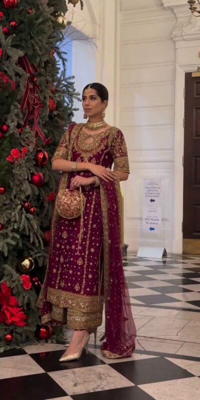 Red Faux Georgette Sequence Work Salwar Suit