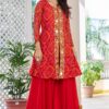 Red Georgette Badhani Print Embroidery Work Salwar Suit