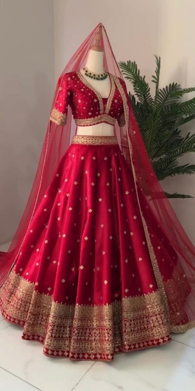 ZSR 3065 Red Color Georgette Embroidery Sequence Lehenga Choli Wedding, Party, Events Etc. Expected Delivery 4-6 Working Days 2049/- | Lehenga, Bollywood Lehenga, Creative Lehenga, Designer Lehenga, Embroidered Lehenga, Party Wear Lehenga