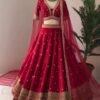 ZSR 3065 Red Color Georgette Embroidery Sequence Lehenga Choli Wedding, Party, Events Etc. Expected Delivery 4-6 Working Days 2049/- | Lehenga, Bollywood Lehenga, Creative Lehenga, Designer Lehenga, Embroidered Lehenga, Party Wear Lehenga