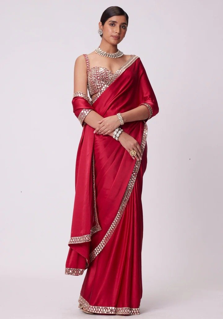JR 637 Red Rangoli Silk Saree with Mirror Work & Embroidery Work. Exclusive Offer ₹1799. Delivery 4-6 Working Days. Shop now. | Sarees, Bollywood Sarees, Creative Sarees, Designer Sarees, Embroidered Sarees, Ethnic Saree, Modern Digital sarees, Party Wear Sarees